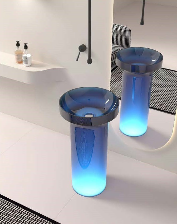 Modern design transparent plastic free standing wash basin 