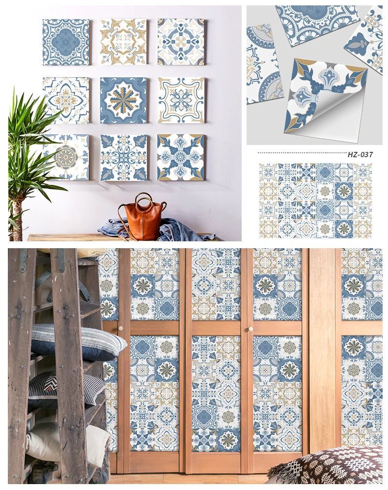 24pcs Retro Gray Kitchen Tile Sticker Wall Waterproof Self Adhesive Wallpaper PVC Furniture Cabinet Surface DIY Decorative Decal