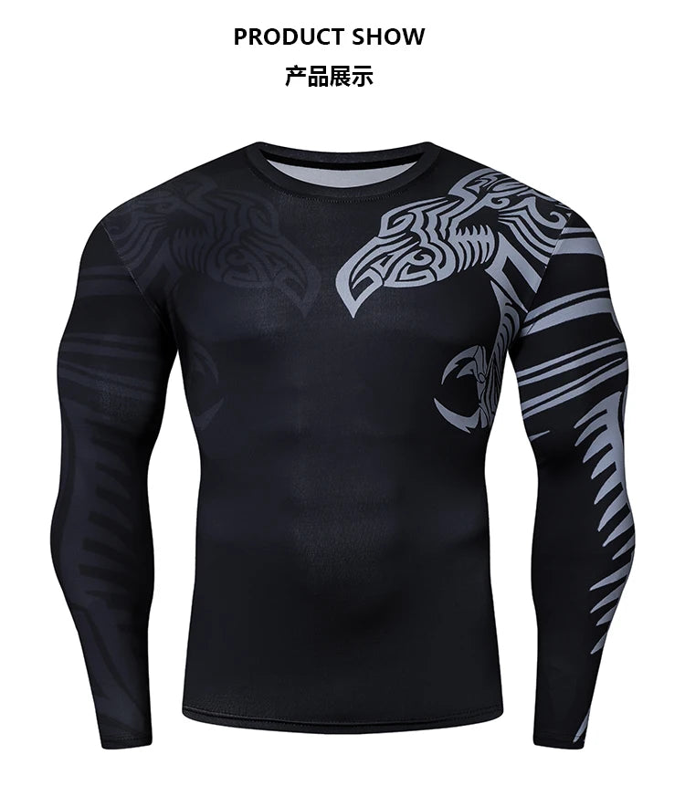 Men's Long Sleeve Bodycon Gym Sports T-Shirt