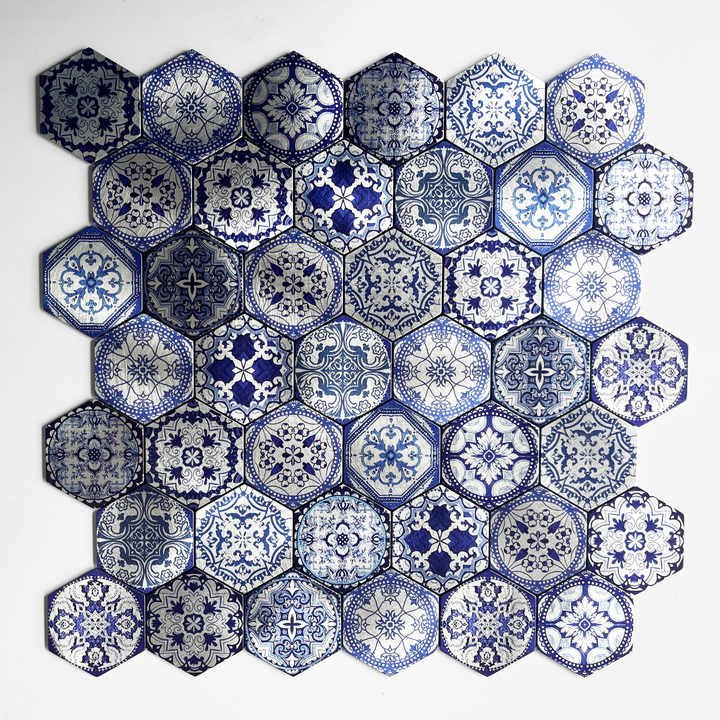 Traditional Chinese style 4mm thick metal kitchen wall tiles for interior wall decoration of living room bathroom 