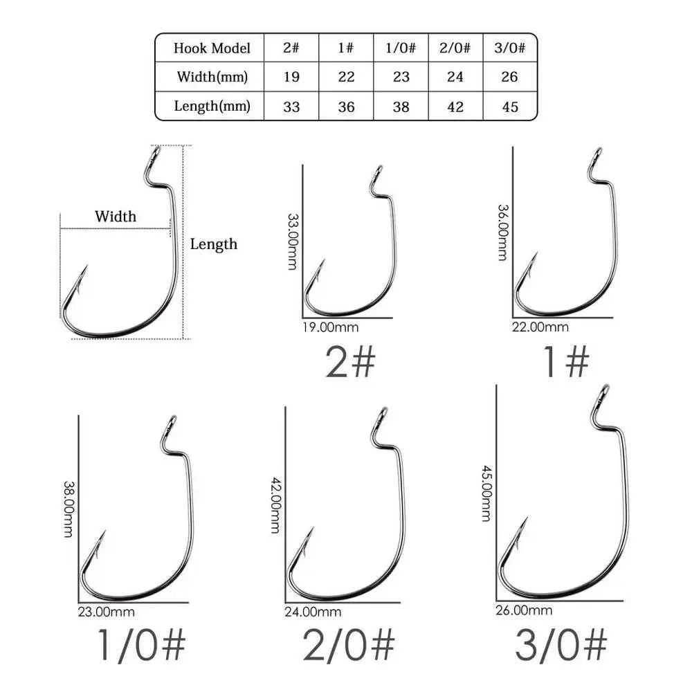 Móc Câu Nghiêng Jig Đầu Rộng 50pcs - Cá Chép Mềm