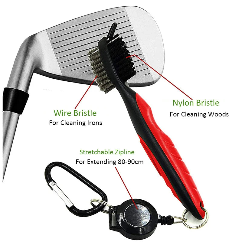 Golf Club Cleaning Brush with Convenient Retractable Clip