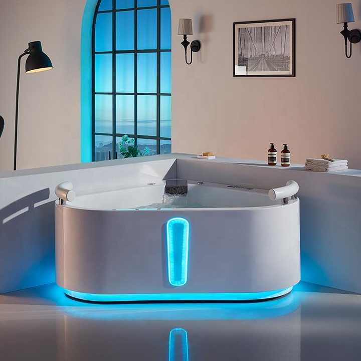 Tina Portable Acrylic Bathtub for Adults Plastic Corner Whirlpool 2 Person Bathtub Home Hot Tub Spa Massage Bathtub 