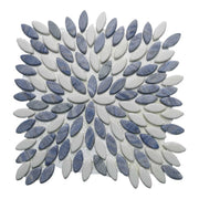 OMK artificial marble wall mosaic tiles blue white leaf shape new design for hotel and villa decoration 