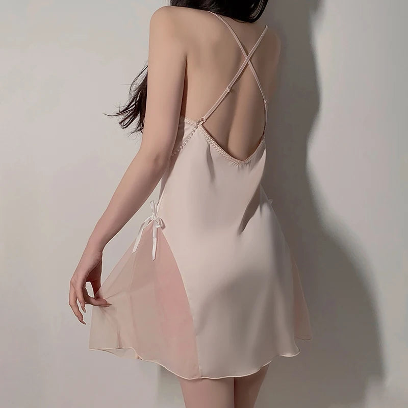 Big Size 2-Piece Sexy Silk Pajamas Set