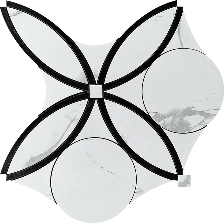 White and black waterjet mosaic tile design for tile wall and tile floor 