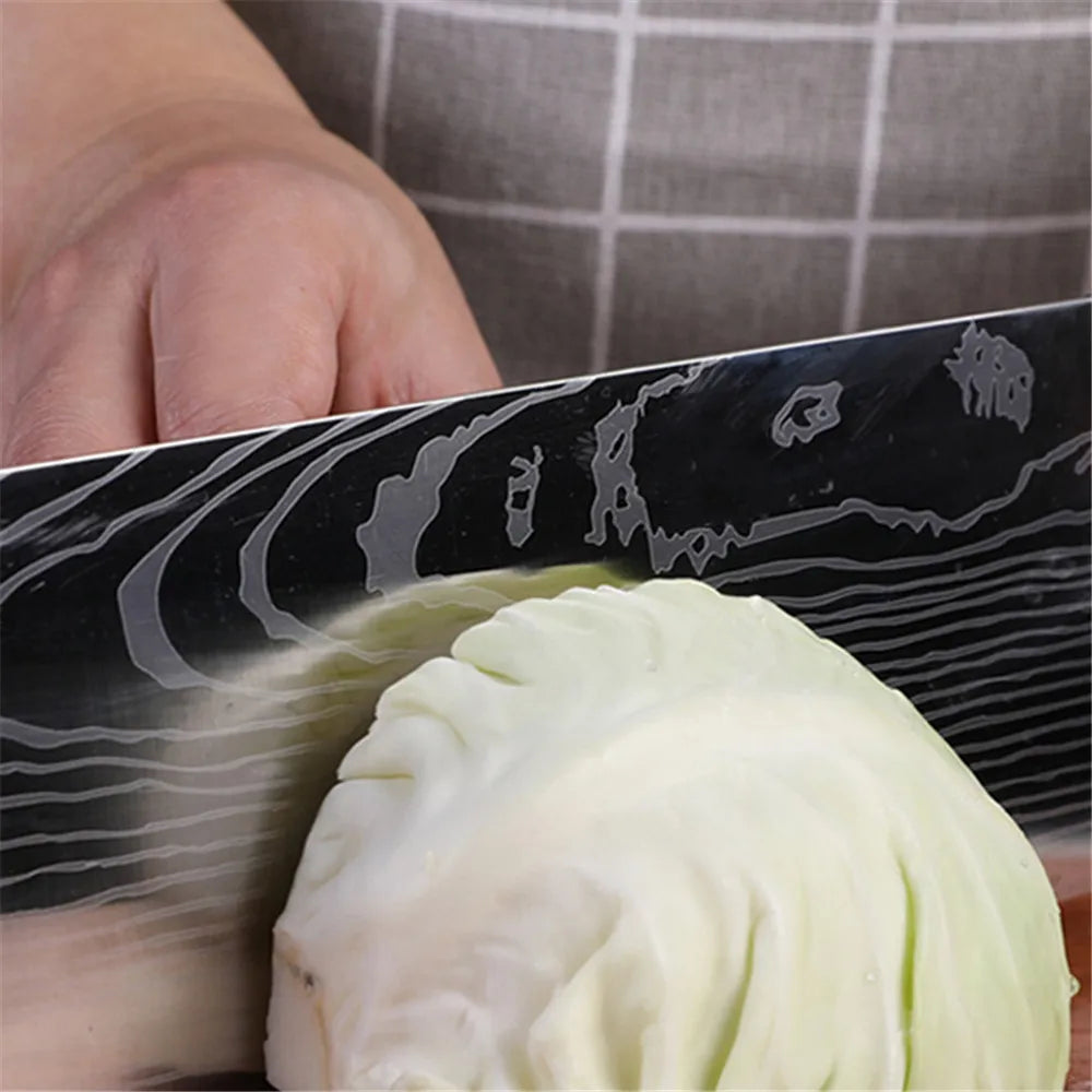 Japanese Damascus Kitchen Knife - Mulberry Wood Handle, Sharp