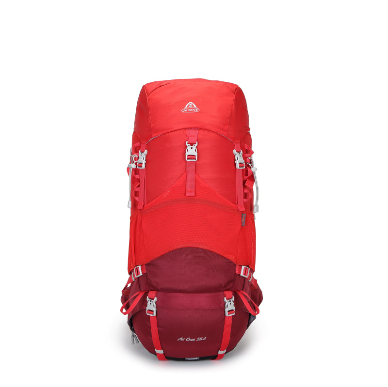 AIONE KA-8222 55L Waterproof Hiking Backpack with Raincoat, Large Outdoor Sports Travel Climbing Backpack 
