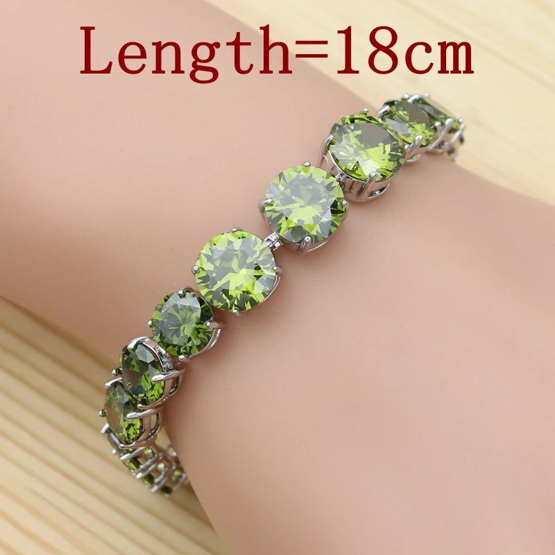 925 Silver Jewelry Set with Olive Green Stone for Women