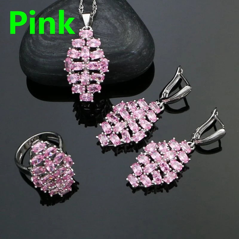 925 Silver Jewelry Set Black Zirconia Party Accessories