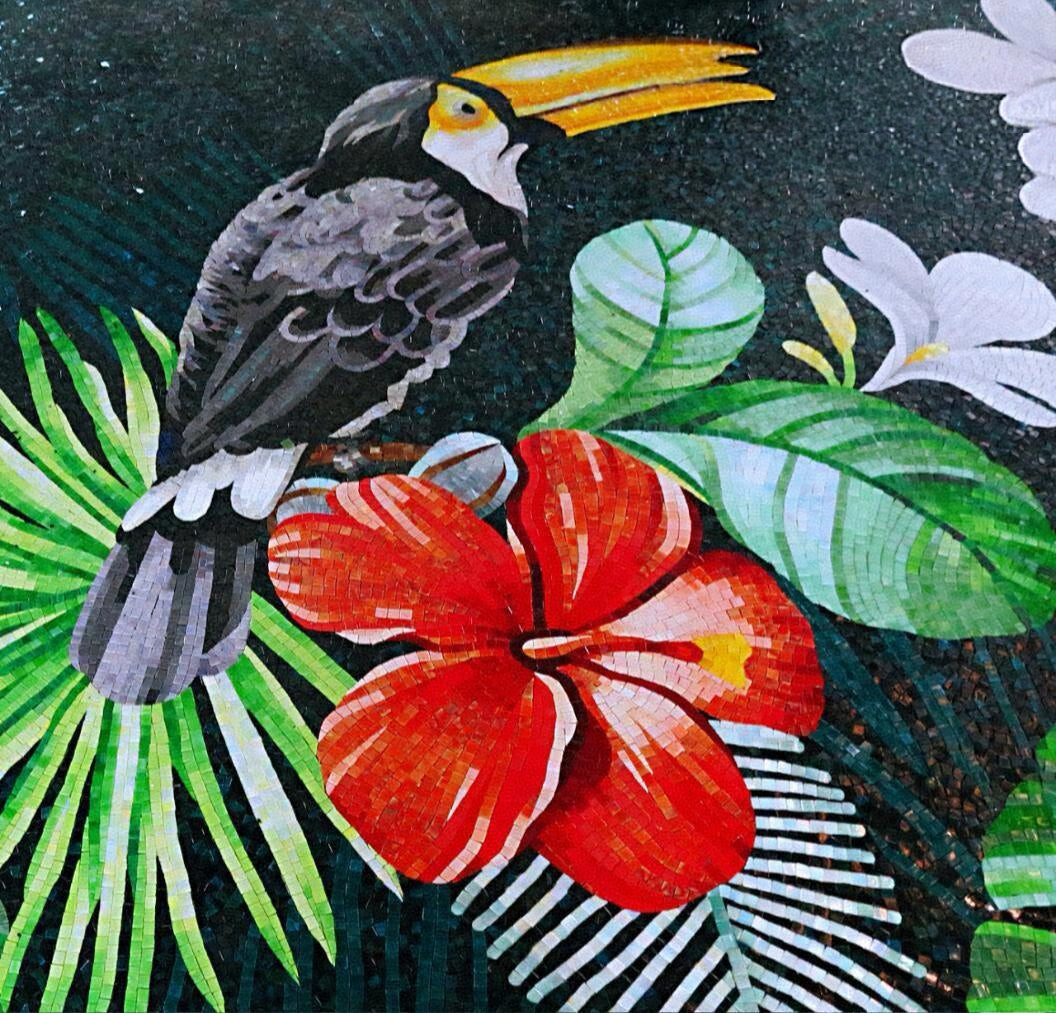 Custom made colorful blue bird mosaic from factory 