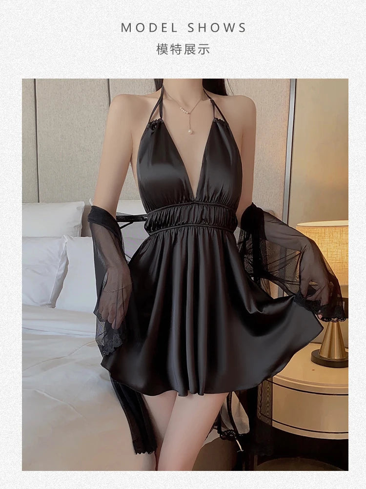 Big Size Sexy Strapless Nightgown with Robe