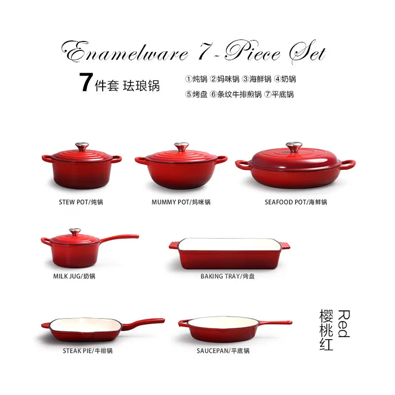 Bộ Nồi Chảo Gang Tráng Men Đa Năng Bền Bỉ