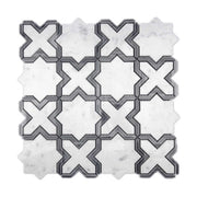 White floral kitchen wall and floor mosaic 