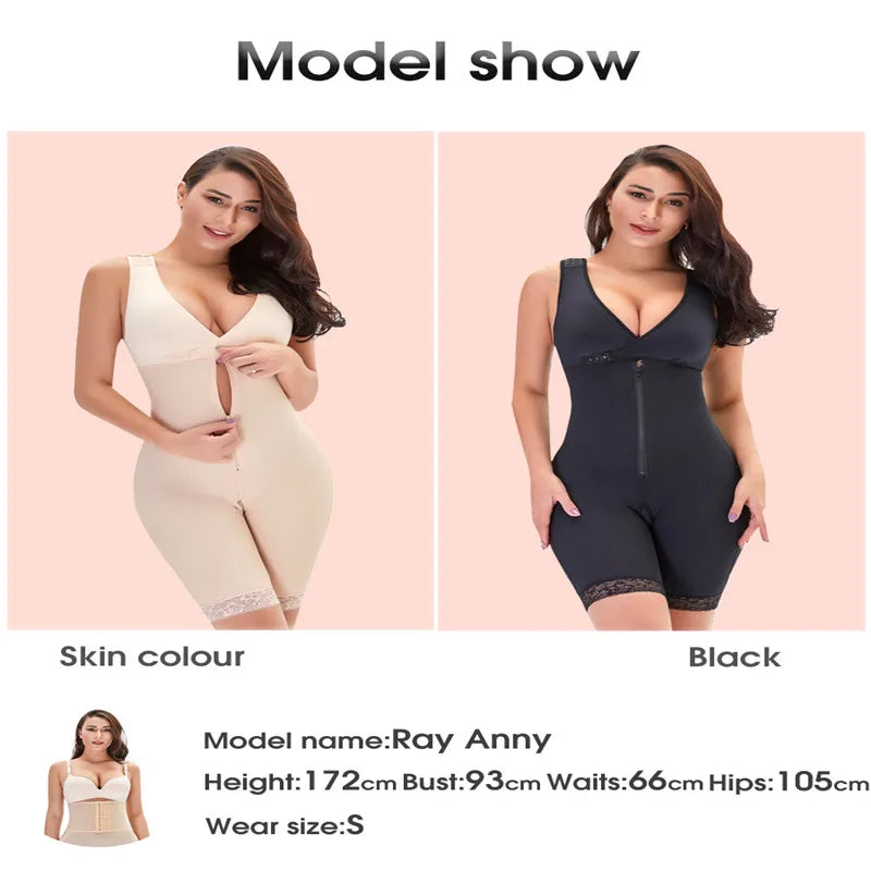 Zip Waist Lace Slimming Shaper Corset Control Shapewear Butt Lifter Strap Body Shaper Underwear Bodysuit Women Plus Size S-6xl