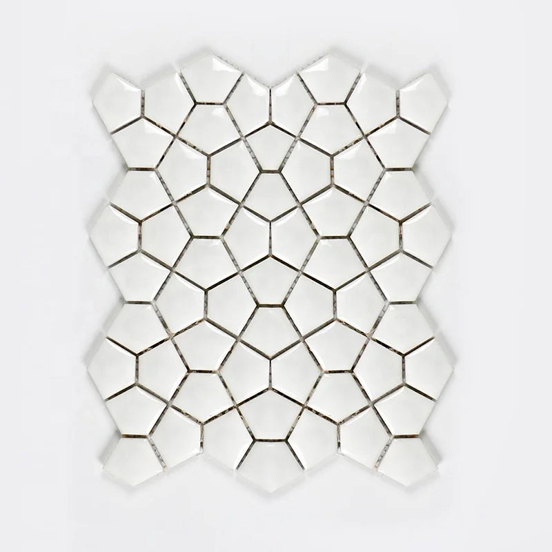 295*295 New Fashion Water Cube Design With Unique Blue Cream Color Ceramic Mosaic Tiles Panel - Daisan Mart
