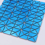 3D Blue Stainless Steel Tiles Wall Mirror
