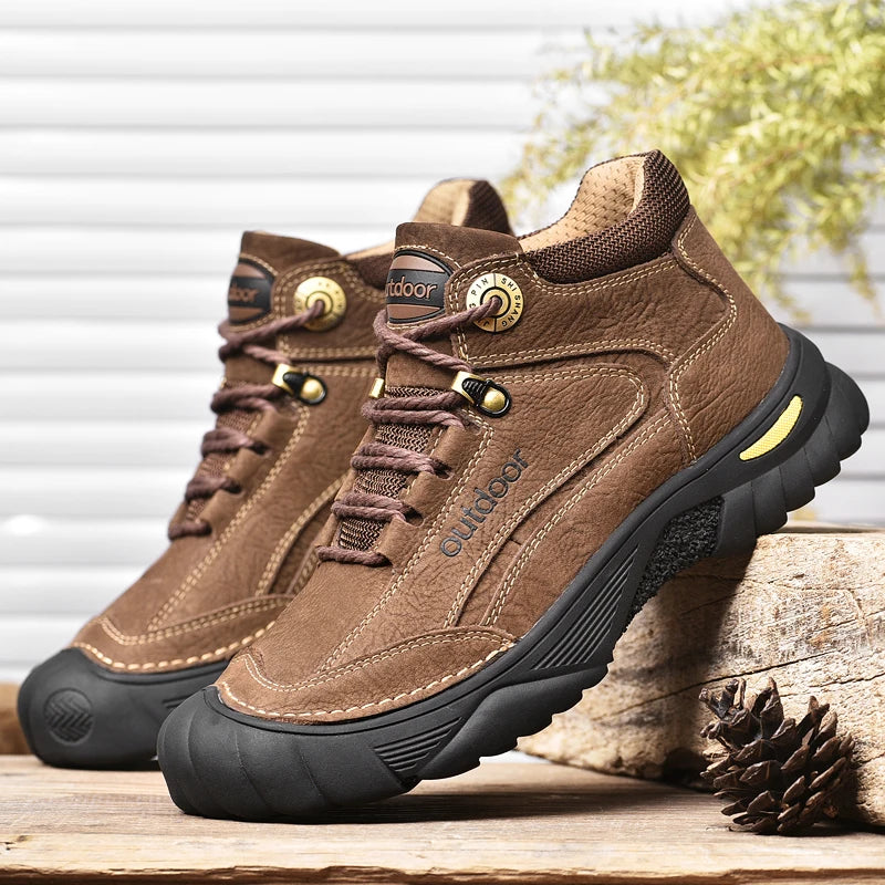 Luxury High-Top Black Leather Shoes for Men, Fashion 2024