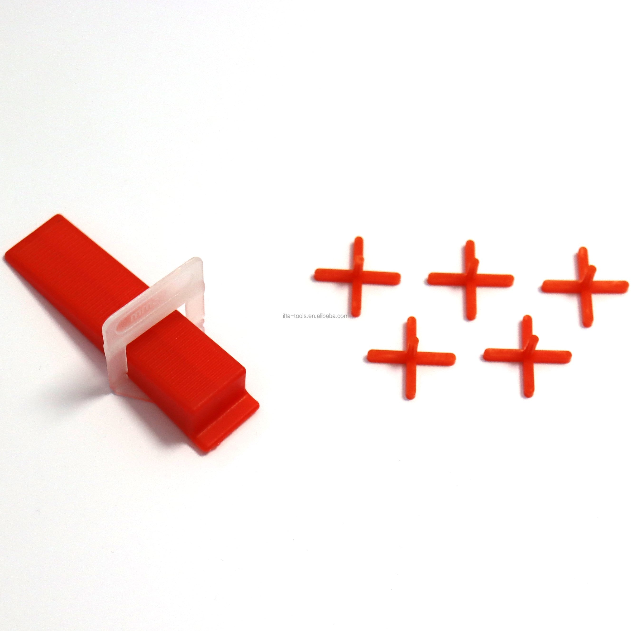 Orange cross shaped plastic tile leveling wedge system 