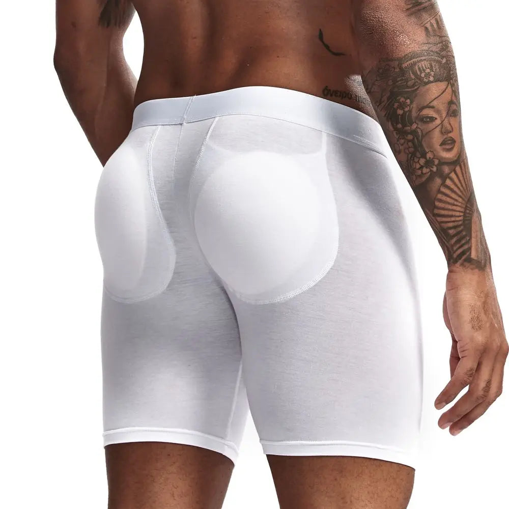 Men's Breathable Cotton Padded Butt Underwear with Removable Pads
