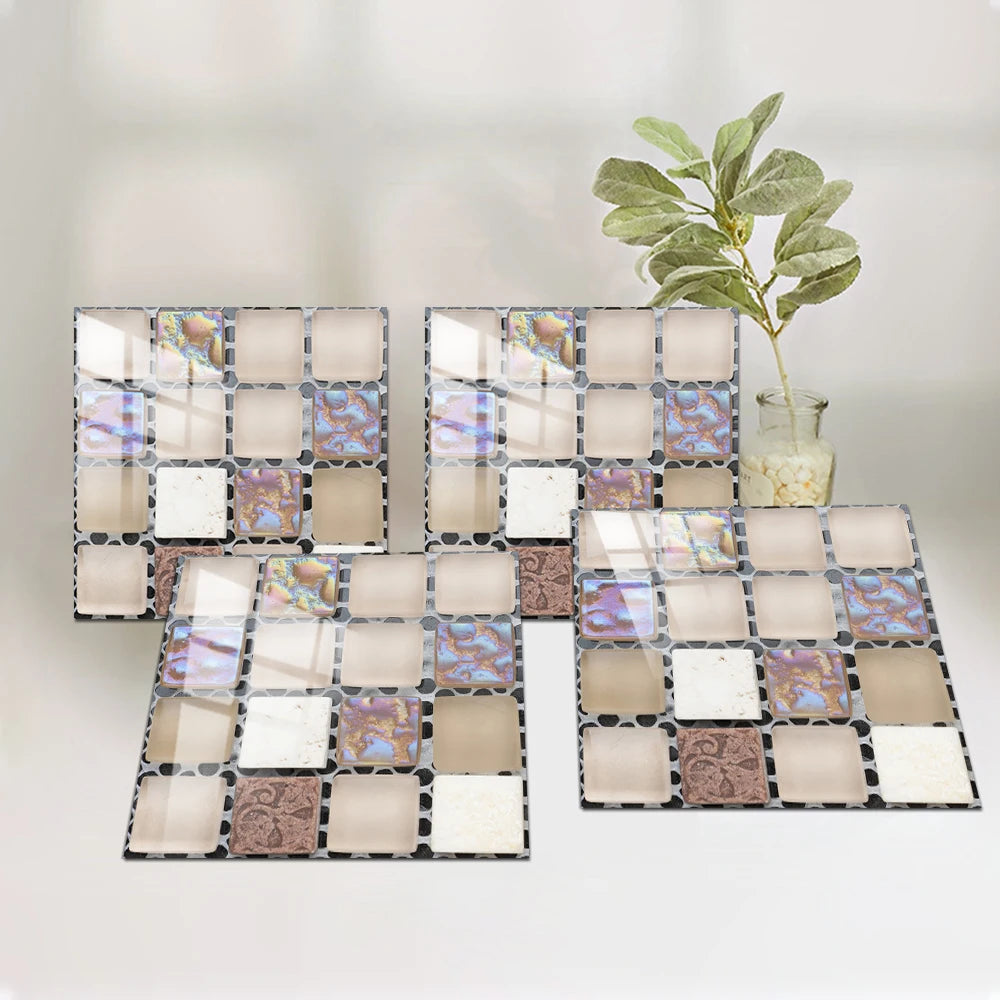 Bộ 10 Miếng Dán Gạch Kính PVC Cho Nhà Bếp & Phòng Tắm