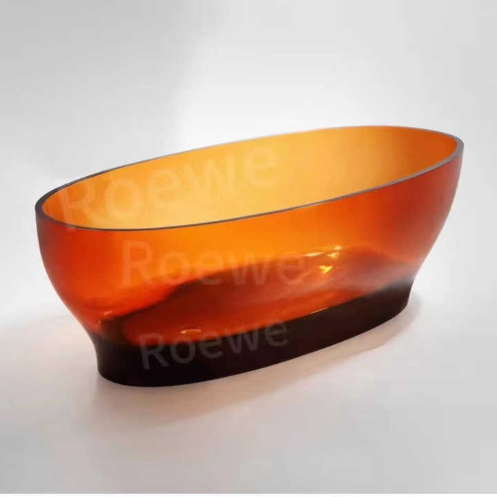 Plastic Bathtub Modern Orange Bathtub Crystal Solid Surface Soaking Bathtub with Modern Style 