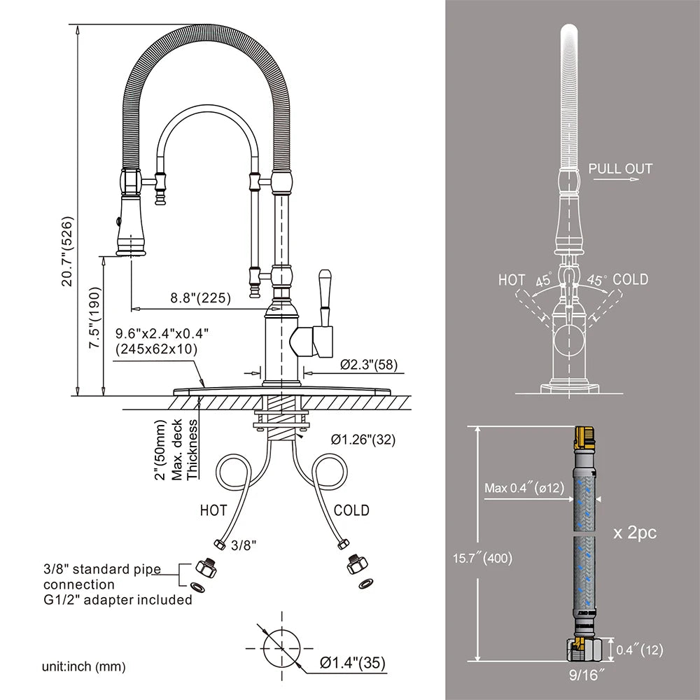 Vòi Rửa Bếp Cao Cấp Pháp, Lọc Nước, Rút Dây Từ