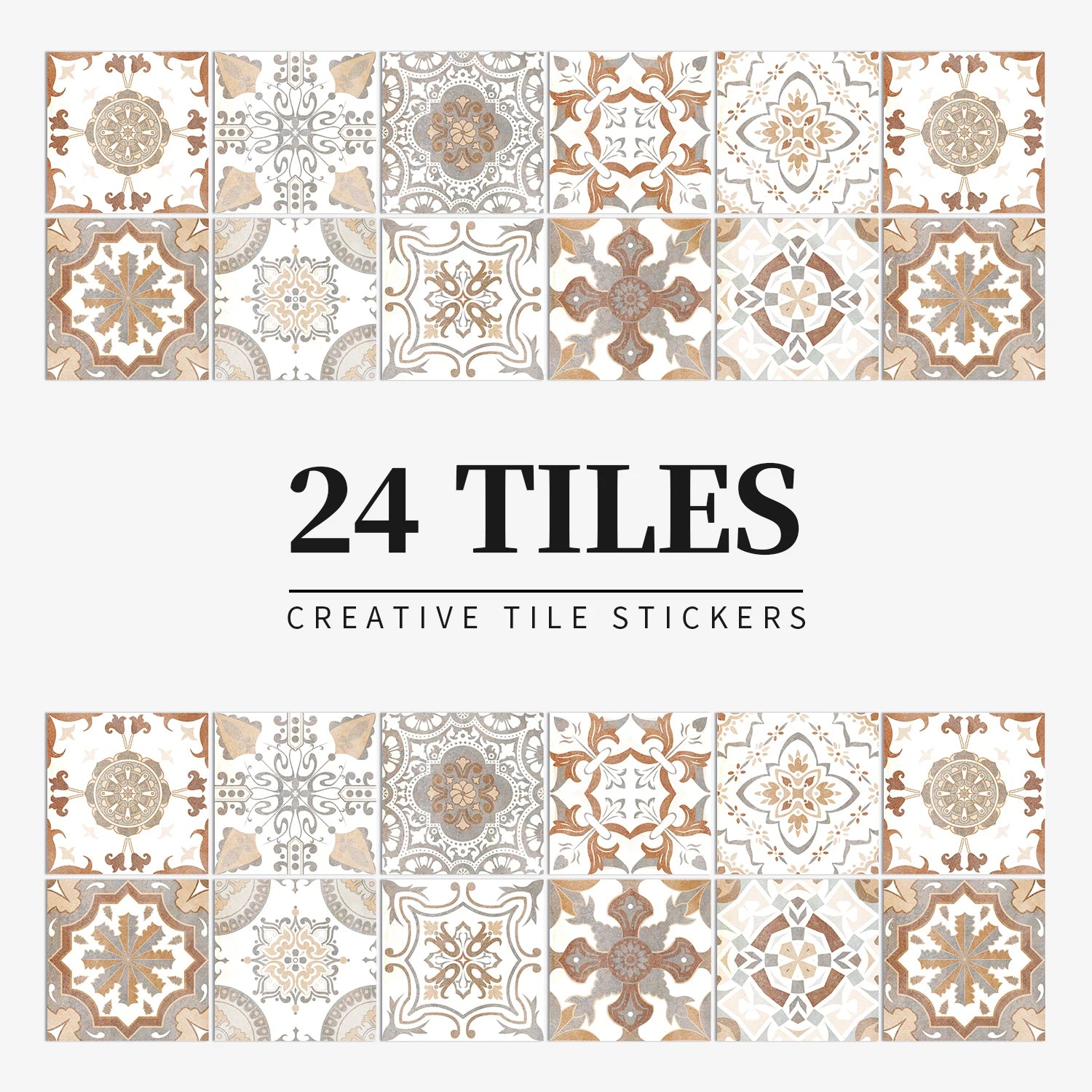 24pcs/set Light Color Tiles Sticker Wall Stickers Kitchen Bathroom Home Renovation Wallpaper Waterproof Self-adhesive Wall Decal