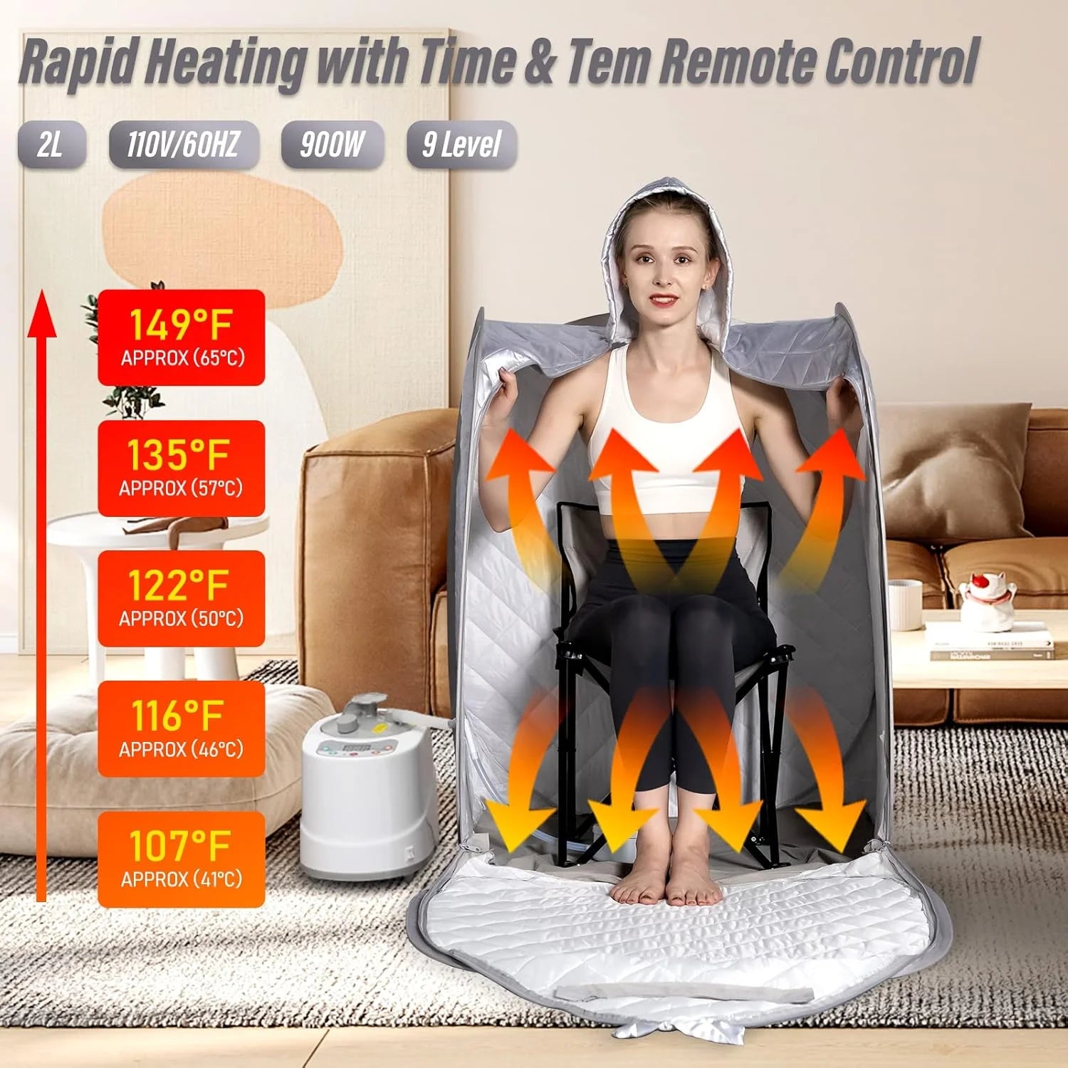 Smartmak Portable 1 Person Full Size Steam Sauna Tent Lightweight Folding Sauna Box