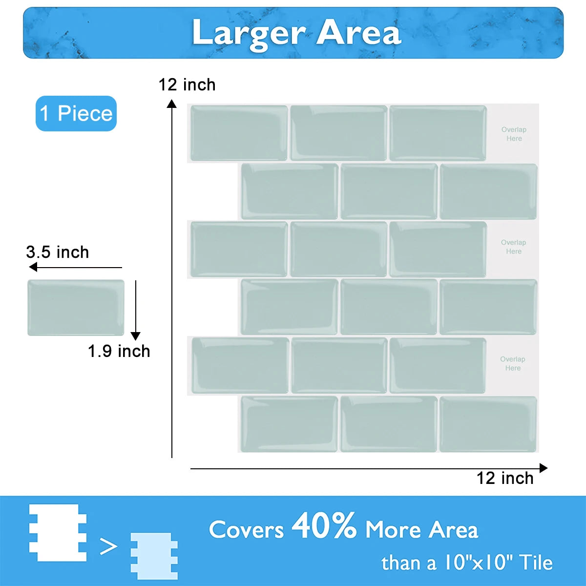 Premium 12x12 inch Kicthen Bathroom Backsplash Wall Stickers Self adhesive vinyl wallpaper shell and stick 3D Metro effect tiles