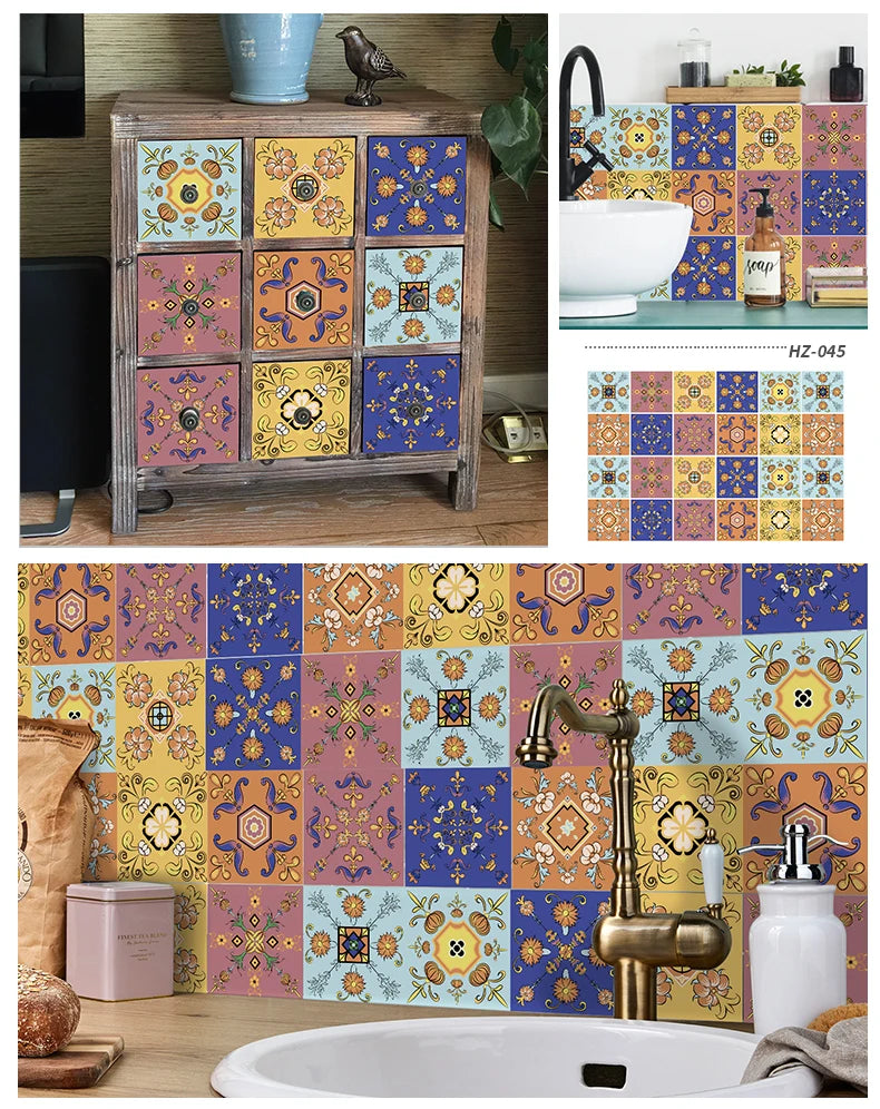 24pcs Retro Gray Kitchen Tile Sticker Wall Waterproof Self Adhesive Wallpaper PVC Furniture Cabinet Surface DIY Decorative Decal