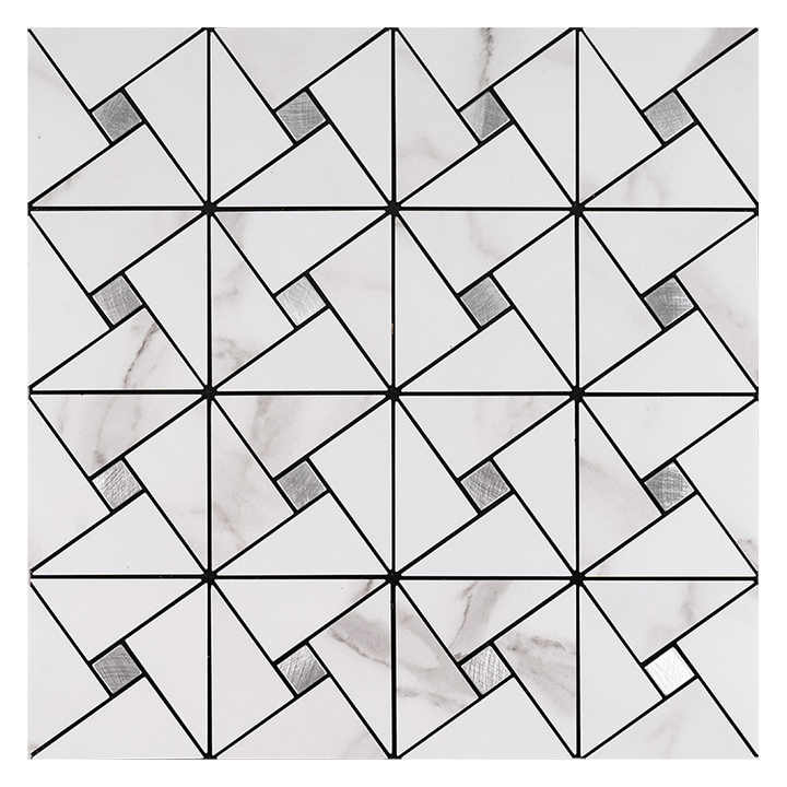 White square mosaic tiles irregular pattern easy to cut self adhesive peel off for wall decoration 