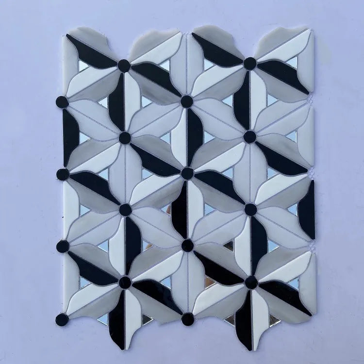 Mosaics Modern Scandinavian B&B Living Room Balcony Bathroom Kitchen Wall and Floor Glass Tiles Look Like Natural Marble Mosaic - Daisan Mart