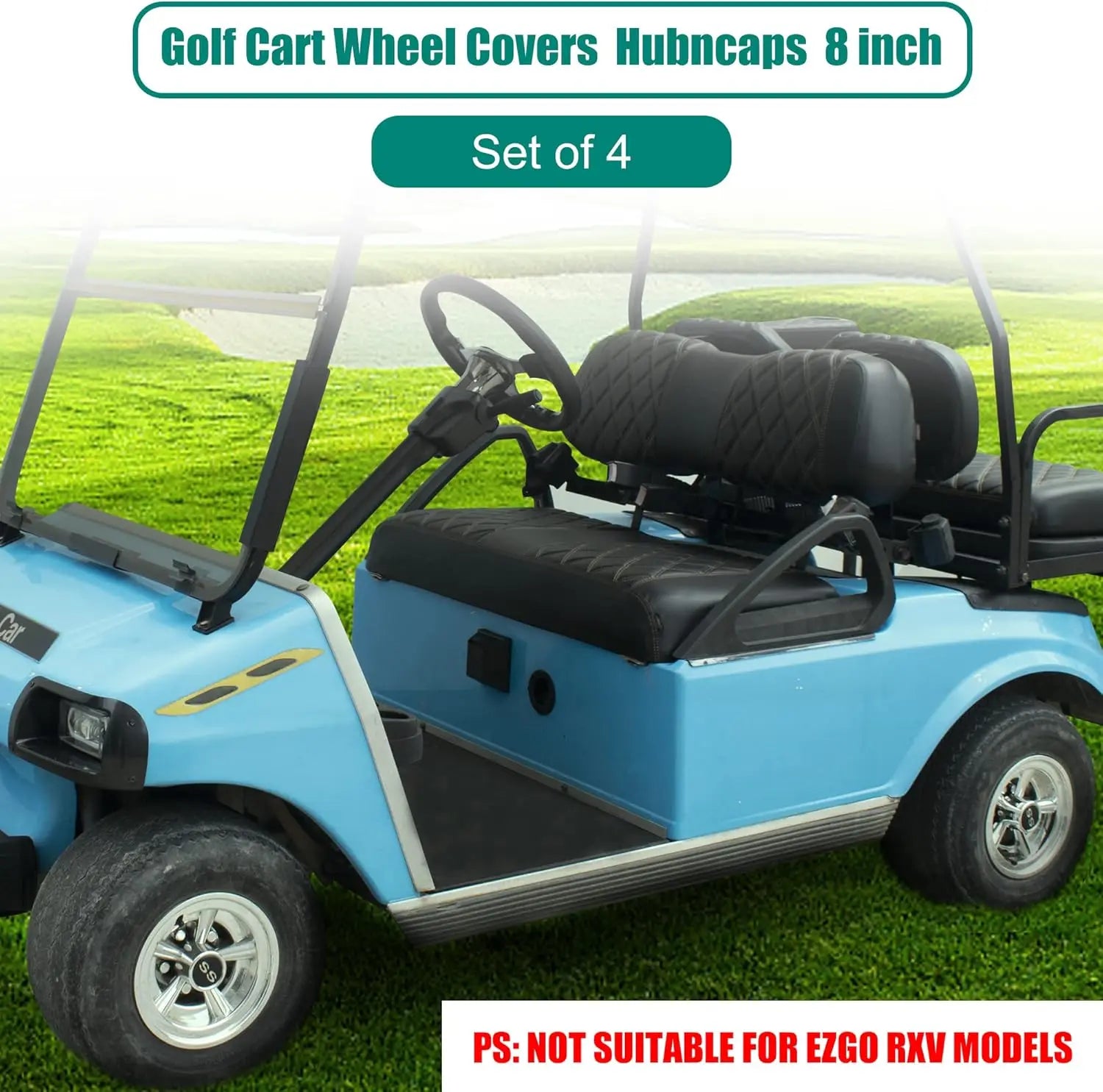 Set of 4 8 Inch SS Wheel Covers for EZGO Yamaha Golf Carts