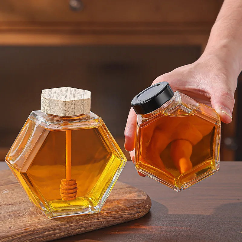 Mật Ong Lục Giác Kèm Muỗng Gỗ & Nắp Bần Sang Trọng