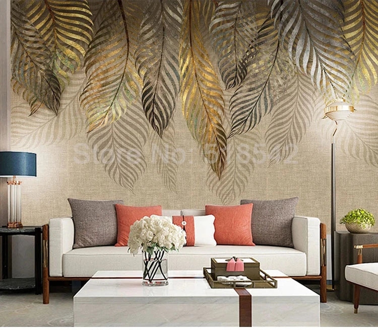 Custom Mural Wallpaper For Bedroom Walls 3D Modern Art Leaves TV Background Wall Painting Living Room Bedroom Home Decor Paper