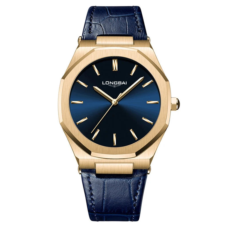 Đồng Hồ Nam Da Bát Giác Nhật Chống Nước Thời Trang