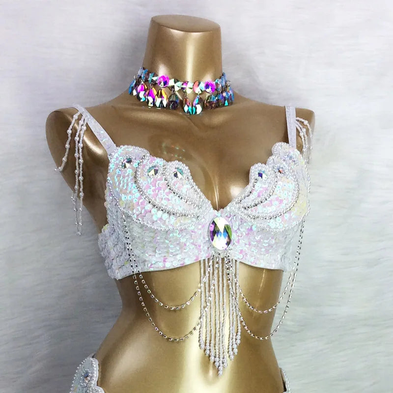 Áo Bra Múa Bụng Đính Hạt Sequin Gợi Cảm Sân Khấu - Daisan Mart