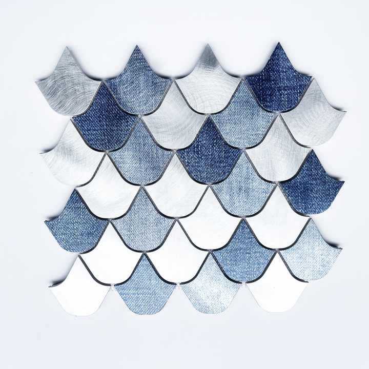 Boat-shaped aluminum mosaic wall tiles BT2202 used to decorate modern bathrooms, kitchens, and living rooms 
