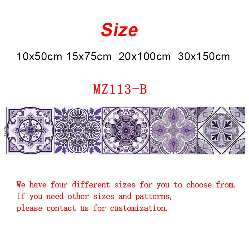 10/15/20/30cm Purple Retro Strip Tiles Wall Sticker Kitchen Stairs Tile Decoration Wallpaper Peel &amp; Stick Waterproof Art Mural