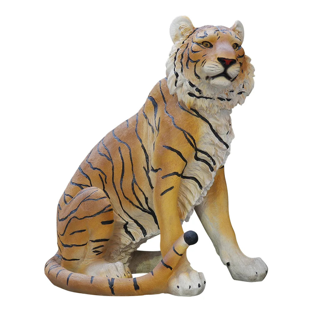 US Stock Lifelike Yellow Tiger Resin Statue, Outdoor Garden Animal Decor - Daisan Mart