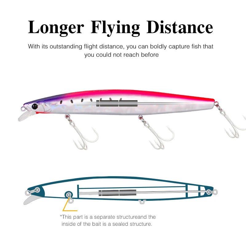 TSURINOYA 34.2g STINGER 163S Sinking Minnow 163mm Sea Fishing Lure Hard Artificial Pike Fishing Baits Tackle DW119