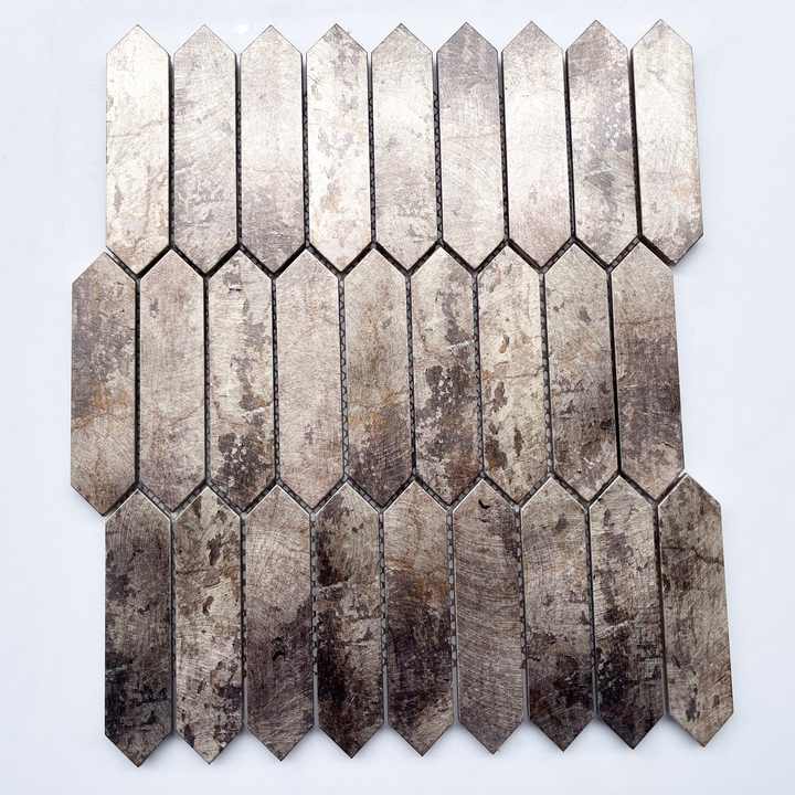 Modern design long hexagon metal mosaic tiles for bathroom kitchen interior wall decoration 