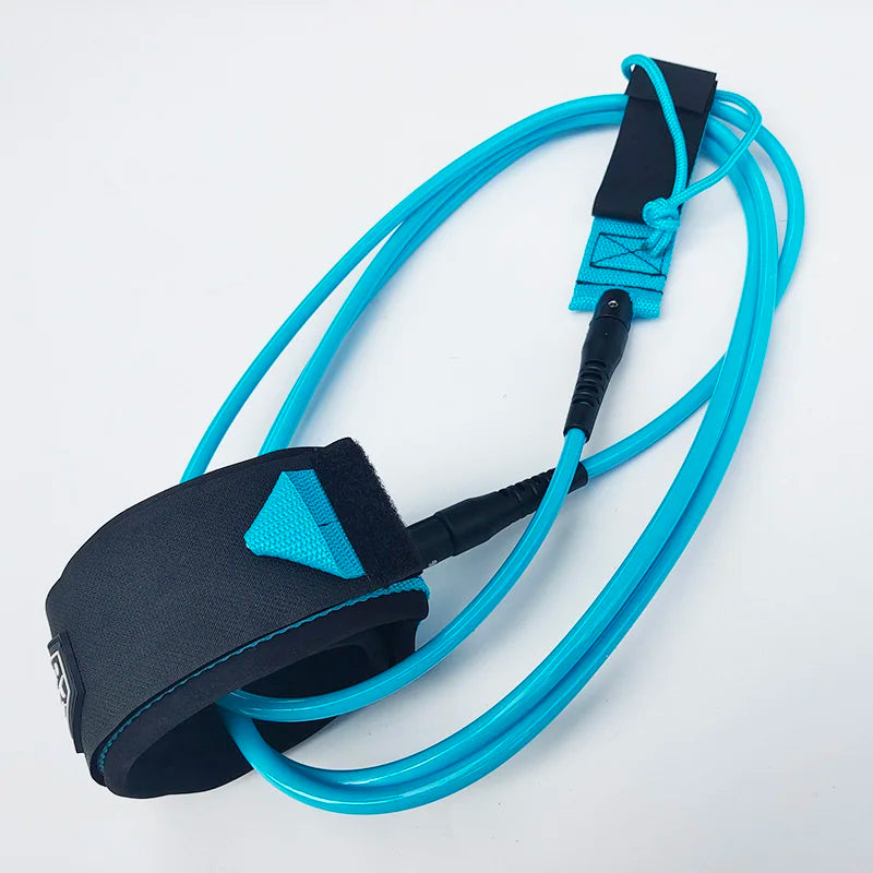 9ft Surfboard Leash Longboard Knee Cuff Foot Leg Rope Safety Cord 7MM TPU Double Stainless Swivel - Daisan Mart
