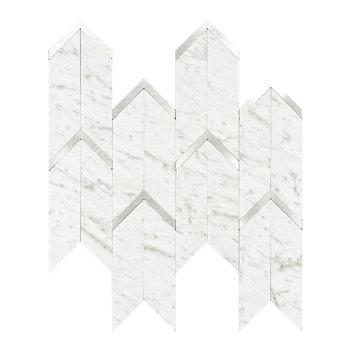 Custom silver white arrow shaped aluminum mosaic tiles in Foshan, self adhesive for kitchen 