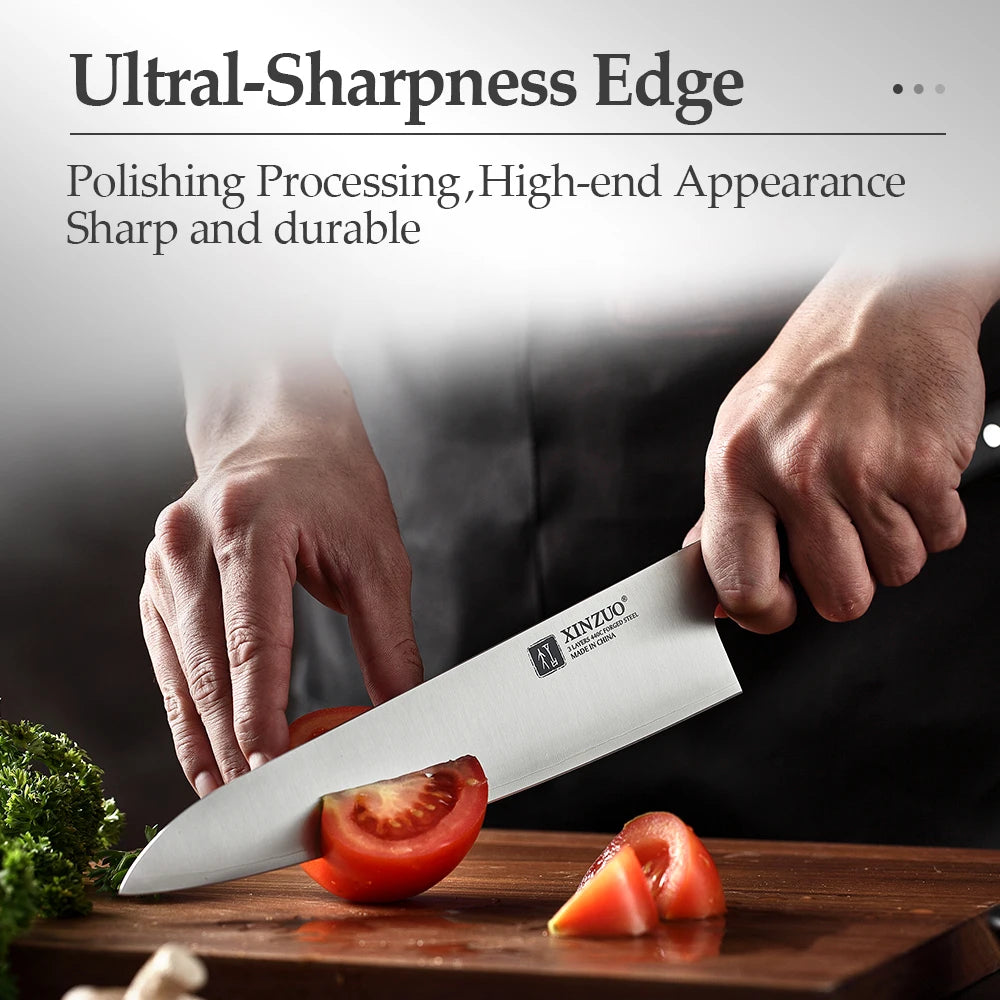 XINZUO 210mm Chef Knife 3 Layer 440C Core Clad Steel Kitchen Knives Stainless Steel Sharp Butchers Gyutou Knife with G10 Handle - Daisan Mart