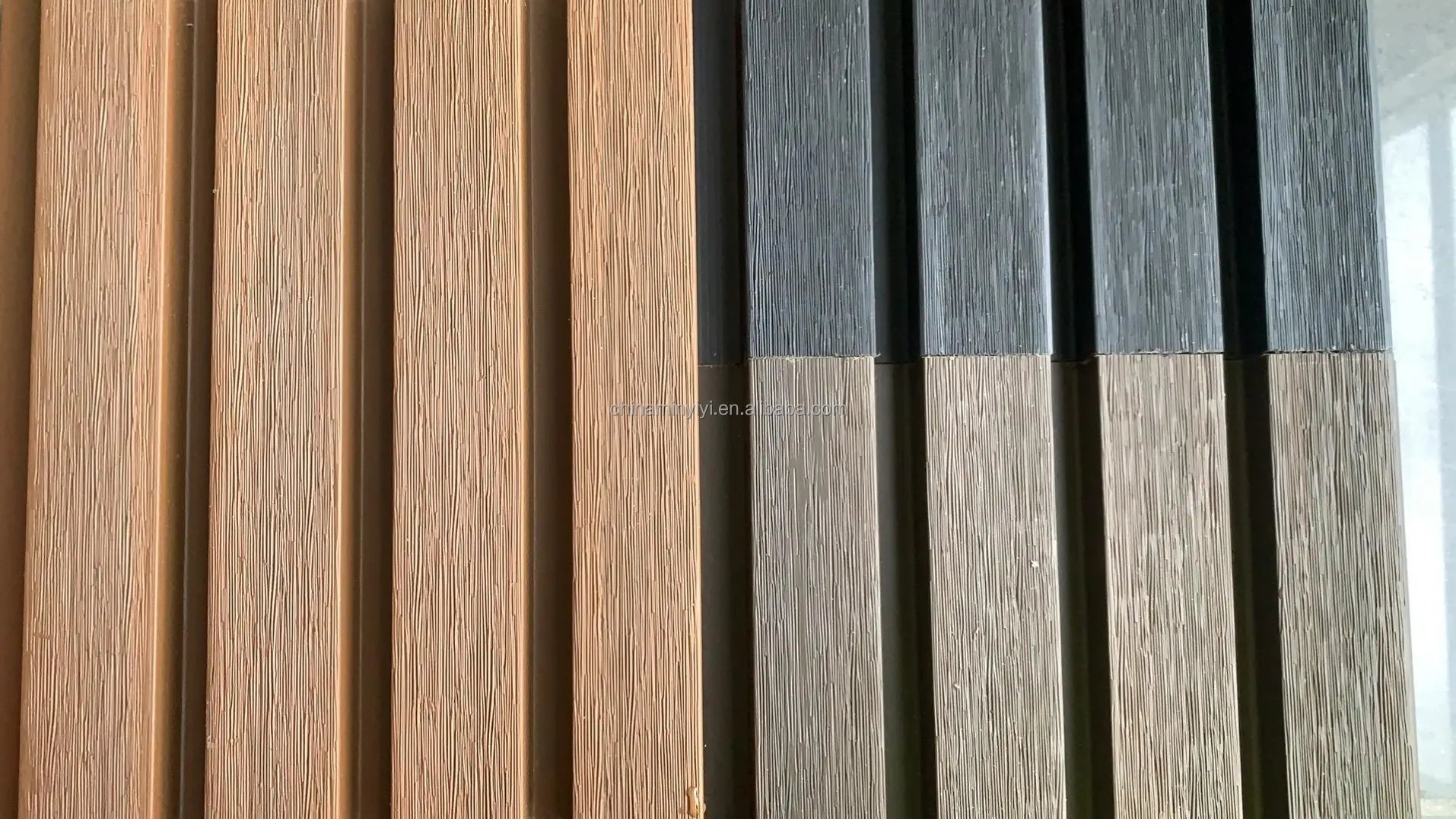 Modern design coaxial extruded composite wood wall panels 