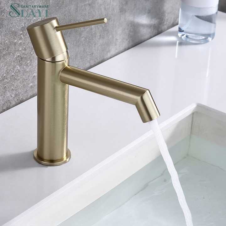 SDAYI Gold Black Red Tall Sink Faucet, Modern Hot Cold Water Tap, Custom Brass Mixer Tap 