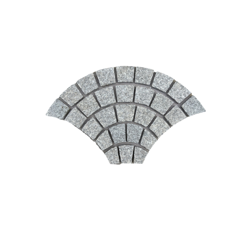 High quality light grey granite fan shaped paving stone 