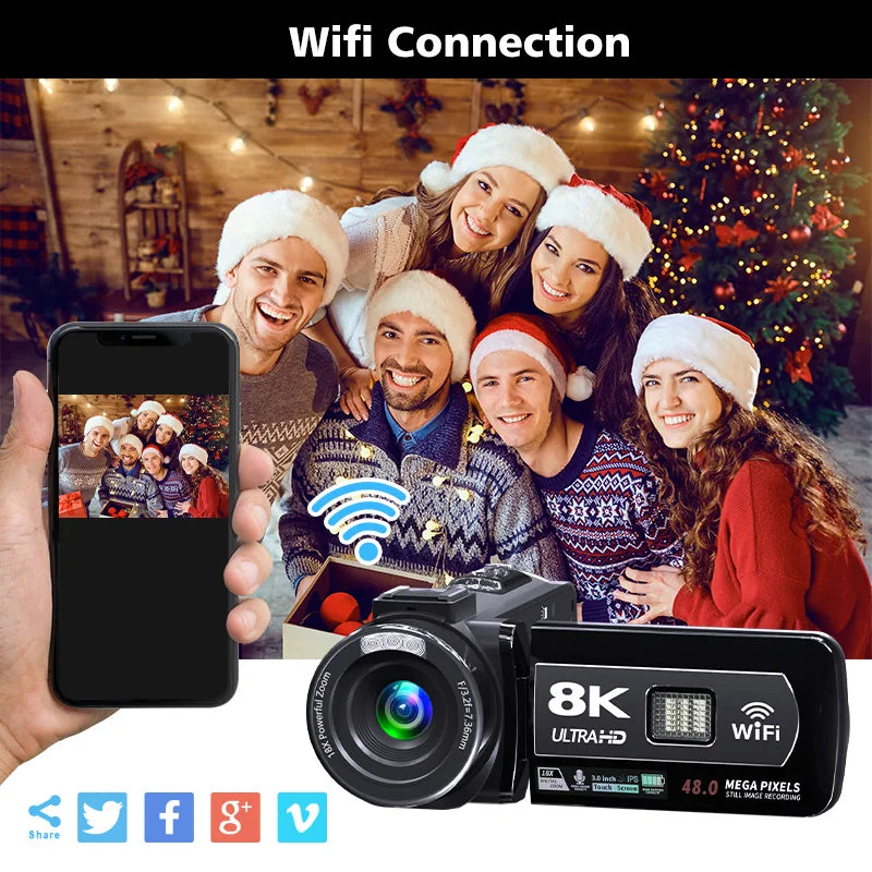 8K Professional Camera 120FPS Video Recording Mini YouTube